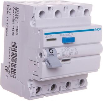 OEM Interruptor Diferencial Tipo A De 4 Polos, 63 A Y 0,1 A, Cea463j