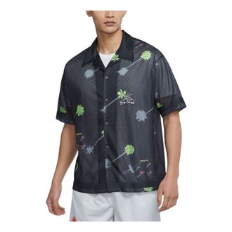 Nike Cartoon Pattern Quick Dry Breathable Loose Basketball Short Sleeve Shirt Black DM8783-010