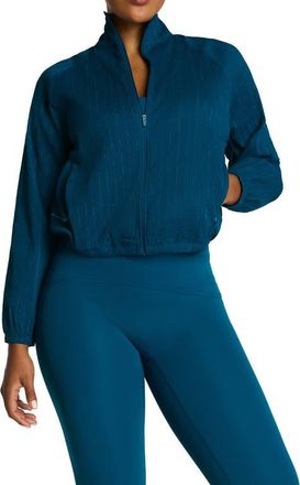 Spanx BoostUp Water Repellent Glow Weave Full Zip Jacket in Deep Cove at Nordstrom, Size X-Small