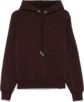 Ami Heart motif hoodie in chocolate brown