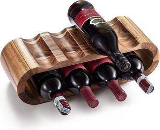 No Brand Botellero De Madera Independiente Con Capacidad Para 8 Botellas De Vino: Un Botellero Y Mueble De Almacenamiento Que Ahorra Espacio Y Es Ideal Para La
