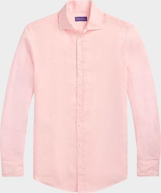 Ralph Lauren Purple Label Mens Basketweave Linen Sport Shirt