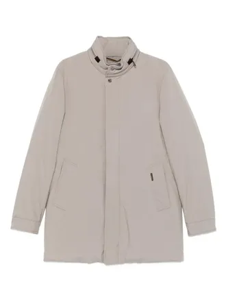 Moorer high-neck buttoned coat - Neutrals