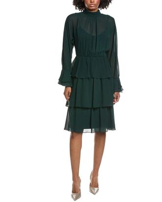 Mikael Aghal Solid Midi Dress