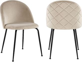Vente-Unique Sedia Velluto e Metallo Nero Opaco Beige - Lotto di 2 - MELBOURNE