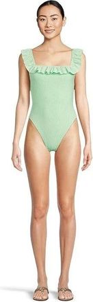 Lilly Pulitzer Womens Lilly Pulitzer Aemma Swimsuit Green Ruffle Stretch One Piece GBO948