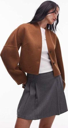 & Other Stories Giacca in lana marrone con collo alto