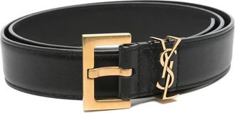 Saint Laurent logo-detail buckle belt - women - CALFSKIN - 75 - Black