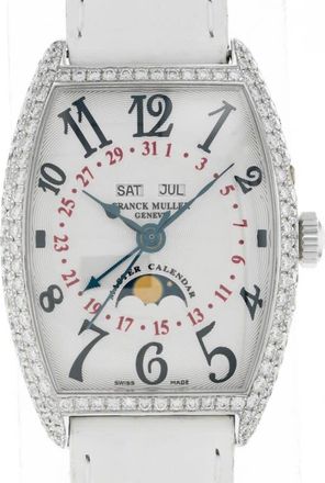 Franck Muller Cintree Curvex Automatic Moon Phase Diamond White Dial Ladies Watch 2852 MC L D AC WHI