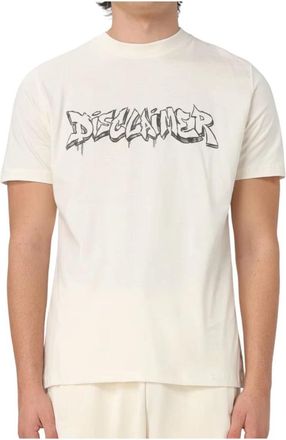 Disclaimer Graffiti Style Jersey T-shirt voor mannen - Heren - T-shirts - Beige - XS - Tops