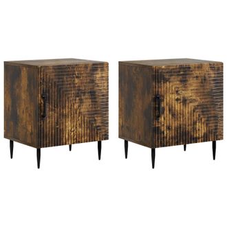 vidaXL Armario De Noche 2 Pcs Roble Ahumado 43 X 34,5 X 50 Cm Vidaxl