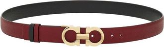 Ferragamo Burgundy Gancini Solid Reversible Belt