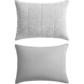 Vera Wang Solid Box Stitched Chenille Quilt & Shams Set in Grey at Nordstrom Rack, Size Queen