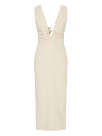 Rachel Gilbert Martina embellished midi cocktail dress - women - Polyester/Spandex/Elastane - 3 - Neutrals