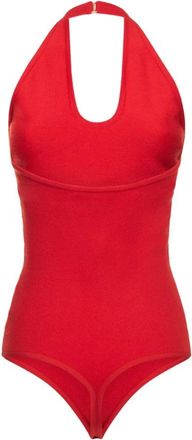 Michael Kors Stretch Cashmere Halter Bodysuit - Dames - Bodies - Rood - M - Leer - Tops