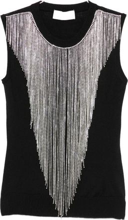Sportmax Crystal-Fringe Knitted Top - female - Sportmax - Blouses - Black - XS - Blouses & Shirts