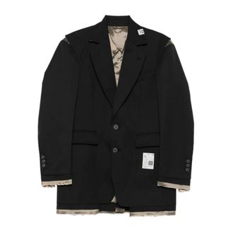 Miharayasuhiro Light Jackets, female, Black, XS, Black Wool Jacket for Men
