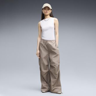 Puma Pantaloni stile parachute in tessuto Wardrobe Essentials da donna, Abbigliamento, Beige, XL