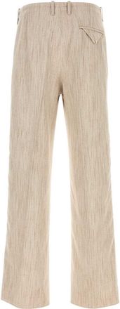Bottega Veneta Mens Melange Sand Viscose Blend Pant Greyputty Pantaloni Trousers