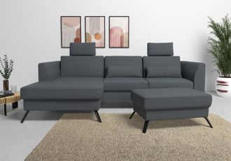 Sit&more Ecksofa »Olsen L-Form« inklusive Sitztiefenverstellung, wahlweise mit Bettfunktion, 15cm hoch