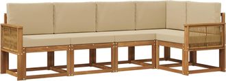 vidaXL Conjunto De Sof&aacute;s De Exterior 5 Uds. Natural Y Beige Poli&eacute;ster Vidaxl
