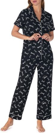 Kate Spade New York print crop pajamas in Black/Ivory at Nordstrom, Size X-Large