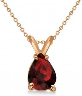 Allurez Pear-Cut Garnet Solitaire Pendant Necklace 14K Rose Gold (1.00ct)