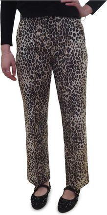 Marella Rechte Broek met Luipaardprint - Dames - Straight fit broeken - Veelkleurig - L - Katoen - Broeken