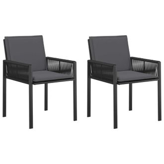 vidaXL Sillas De Jard&iacute;n 6 Pcs Negro Y Gris Oscuro Rat&aacute;n Sint&eacute;tico Vidaxl