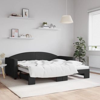 vidaXL Sof&aacute; Cama Nido Tela Negro 90x190 Cm Vidaxl