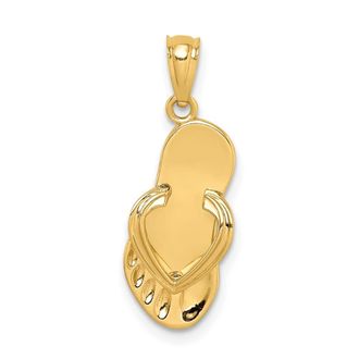Diamond2Deal 14k Yellow Gold 3-D Flip Flop Pendant