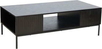 Oviala Mesa de centro de acero y mdf con decoración en melamina 120 cm negro