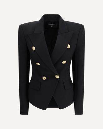 Balmain 6 Buttons Fitted Grain De Poudre Jacket Female 40