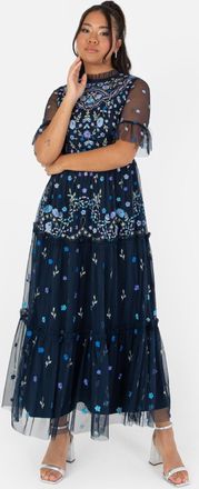 Maya Embroidered Half Sleeve Midi Dress