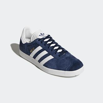 adidas Sneaker ADIDAS ORIGINALS GAZELLE, Herren, Gr. 38,5, blau (collegiate navy, wei&szlig;, gold metallic), Leder, Synthetik, Schuhe Sneaker