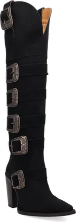 Dingo Bucked Off Leopard Print Leather Western Boot in Black at Nordstrom, Size 7.5