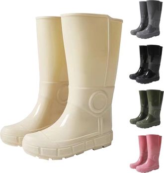 Generic Womens Wellington Knee High Boots, Ladies Waterproof Chelsea Boots Lightweight Non Slip Rubber Rainboots for Hiking, Yard Work, Outdoor Activities Bei