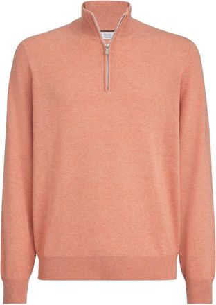Brunello Cucinelli Maglione in cashmere con mezza zip - Arancione