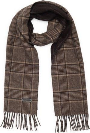 Bruno Magli Silk & Cashmere Double Face Plaid Print Scarf in Brown at Nordstrom Rack