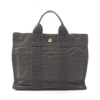 Herm&egrave;s Gray Nylon Canvas Tote Bag (Pre-Owned)