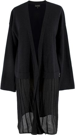 Emporio Armani Metallic Black Pleated Longline Cardigan Size M