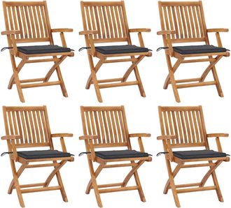vidaXL Vidaxl - Sillas De Jard&iacute;n Plegables 6 Uds Madera Maciza Teca Con Cojines