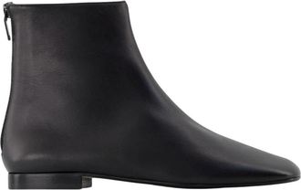 Toteme Contour Nappa Laarzen - Dames - Enkellaarsjes - Zwart - 36 EU - Leer - Schoenen