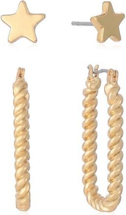 Ettika Set of 2 Star Stud & Hoop Earrings in Gold at Nordstrom Rack