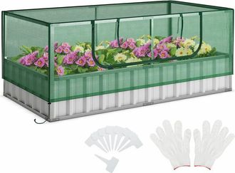 Costway 174x90x70CM Outdoor Greenhouse Rectangular Planter Box Kit Garden Raised Bed