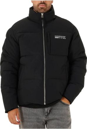 Woodbird Jassen, Heren, Zwart, XL, Leer, Dapper Gewatteerde Jas