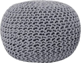 Beliani Beliani - Modern Knitted Round Pouffe Ottoman Cotton Dark Grey 50 x 35 cm Conrad