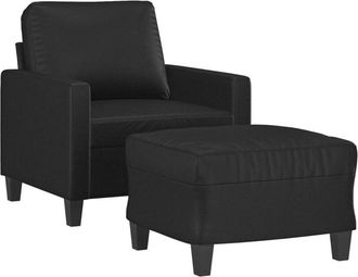 vidaXL Vidaxl - Sill&oacute;n Con Taburete Cuero Sint&eacute;tico Negro 60 Cm