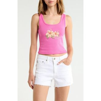 Billabong Take a Second Floral Cotton Tank in Guava at Nordstrom, Size X-Small
