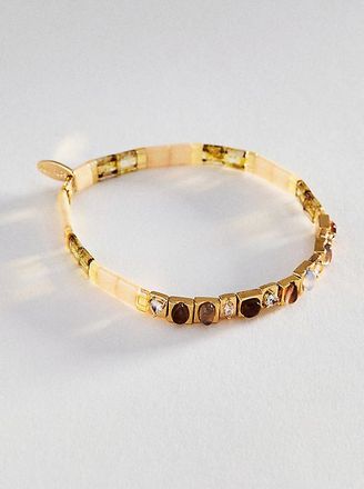 Anthropologie Colorful Beaded Chicklet Stretch Bracelet